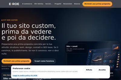 Screenshot of the E-ROE e-commerce agency homepage