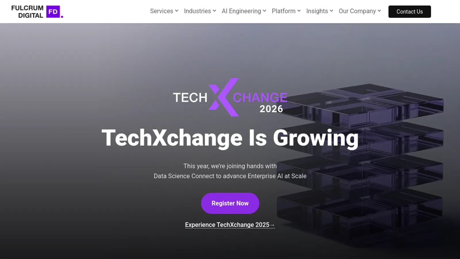 Screenshot of the Fulcrum Digital homepage