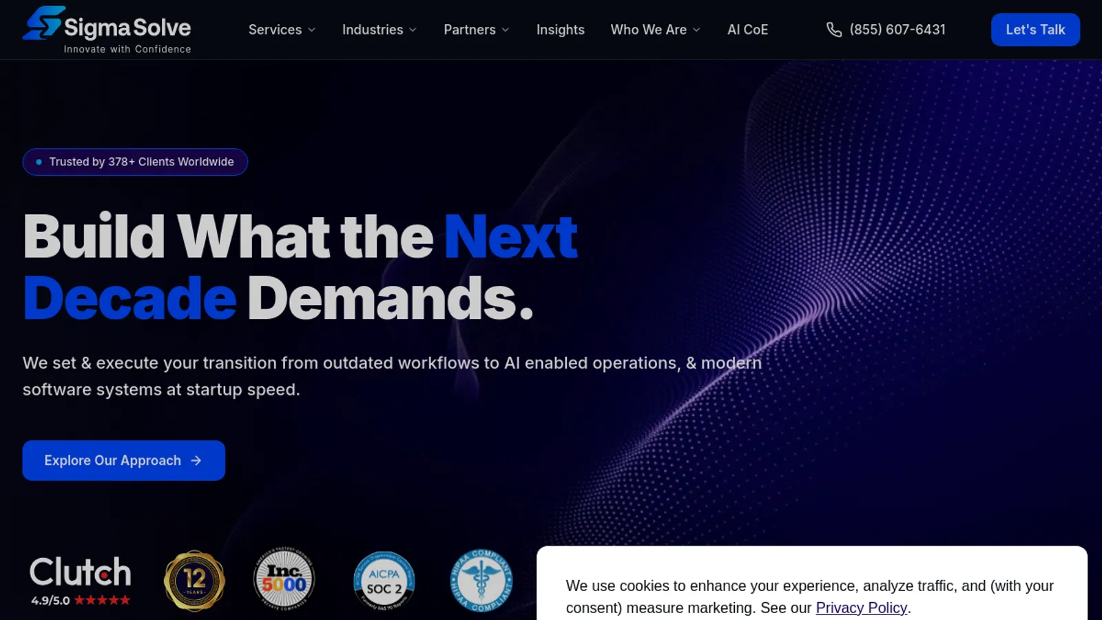 Screenshot of the Sigma Solve Inc homepage