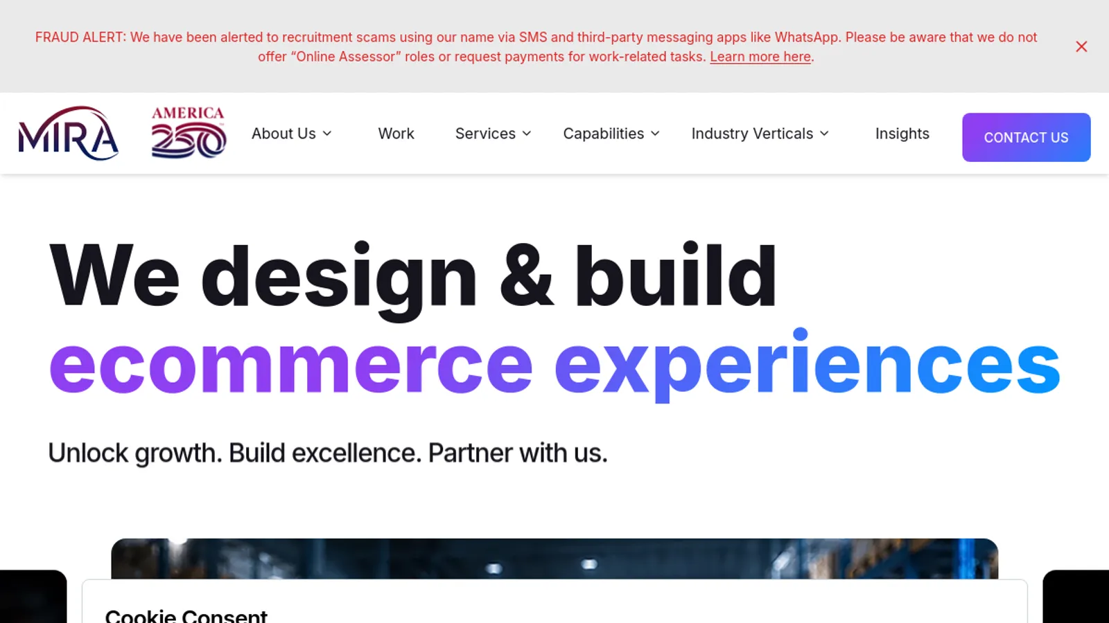 Screenshot of the Deplabs Inc. (DBA "Mira Commerce") homepage