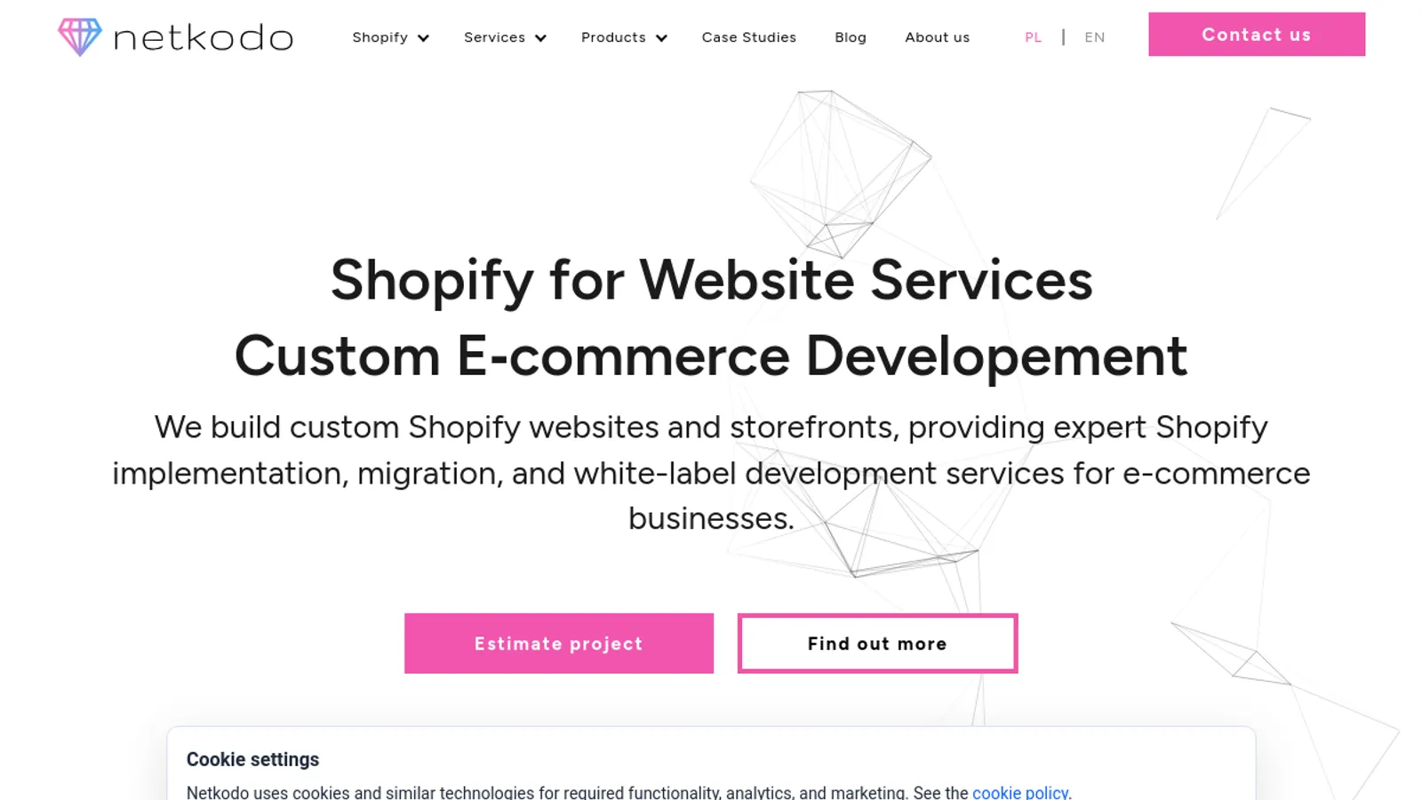 Screenshot of the Netkodo homepage