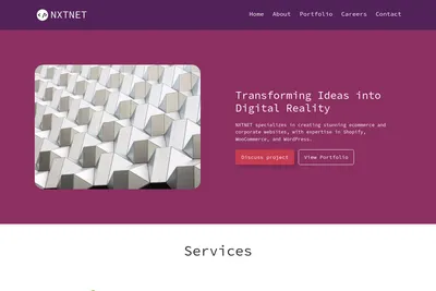 Screenshot of the NXTNET homepage