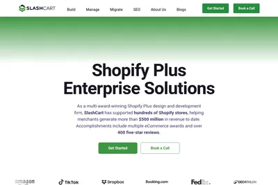 Screenshot of the SLASHCART - Store Build & Migration Expert homepage