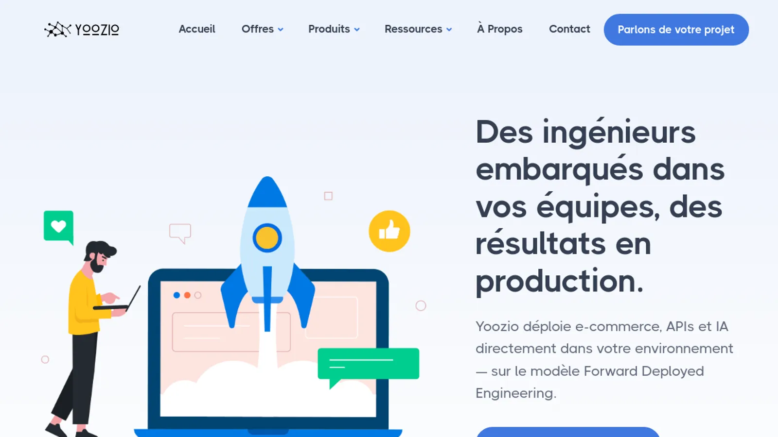 Screenshot of the Yoozio homepage