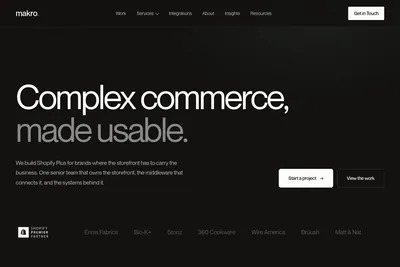 Screenshot of the Makro Agency homepage