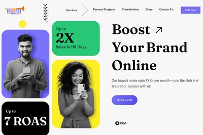 Screenshot of the Trumpet Media homepage