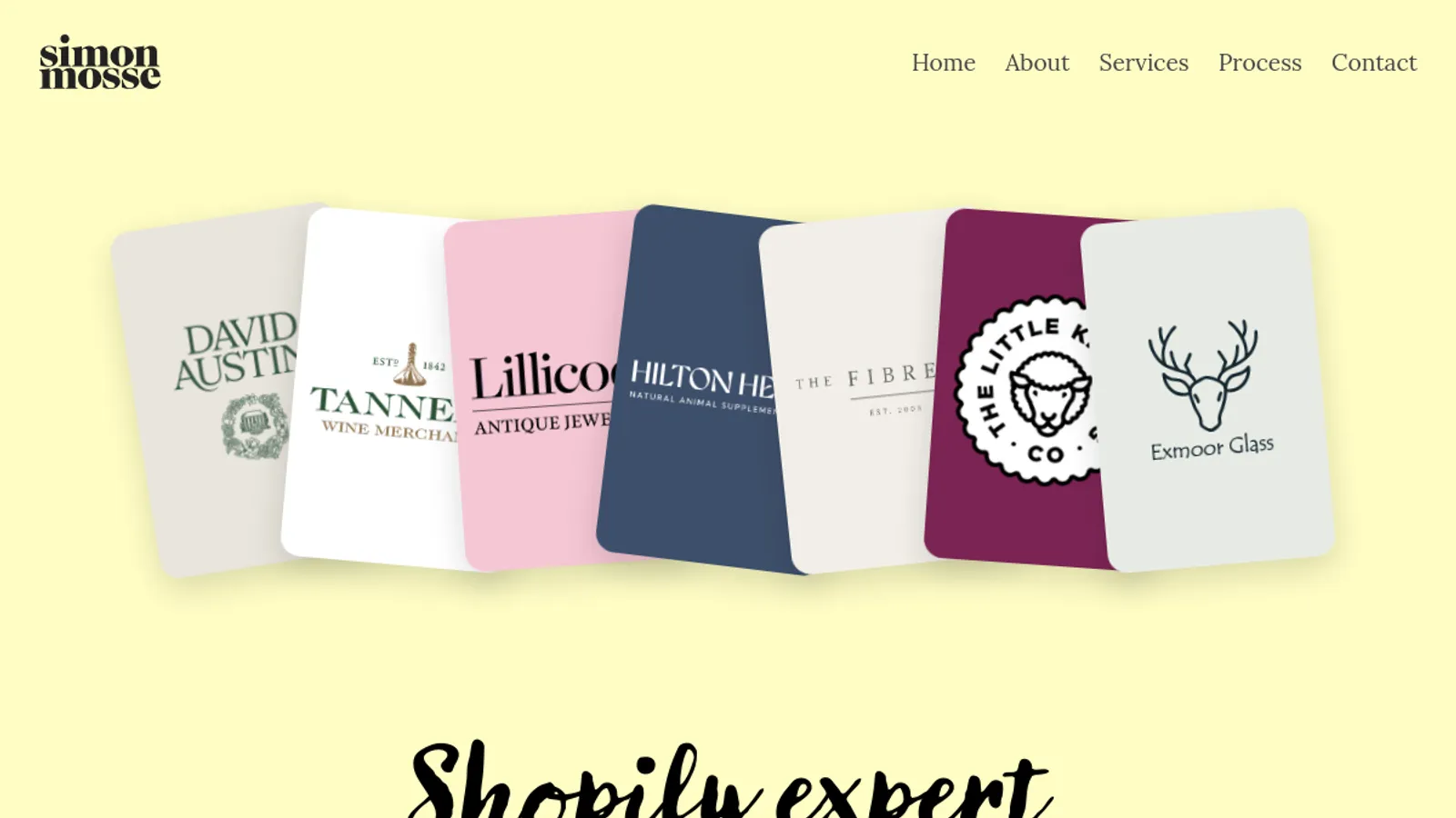 Screenshot of the Simon Mosse homepage