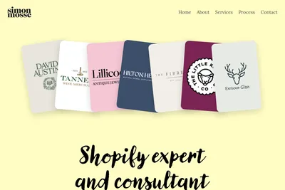 Screenshot of the Simon Mosse homepage
