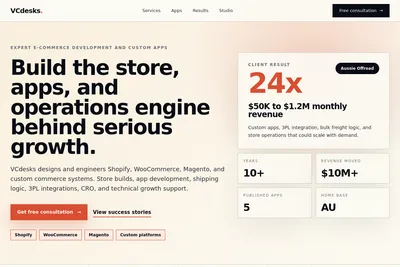 Screenshot of the VCDESKS PTY LTD homepage