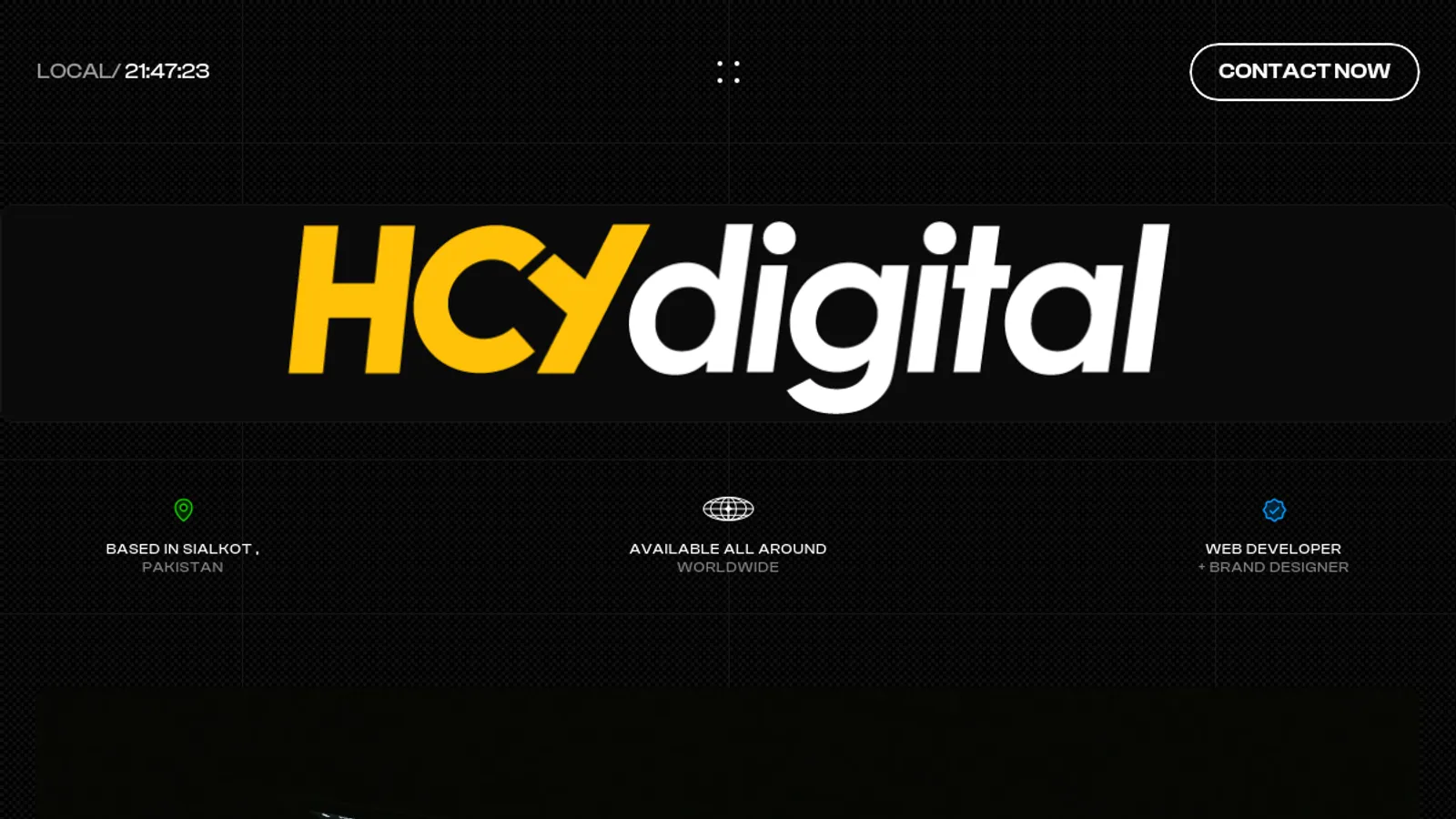 Screenshot of the HCY Digital homepage