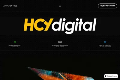 Screenshot of the HCY Digital homepage