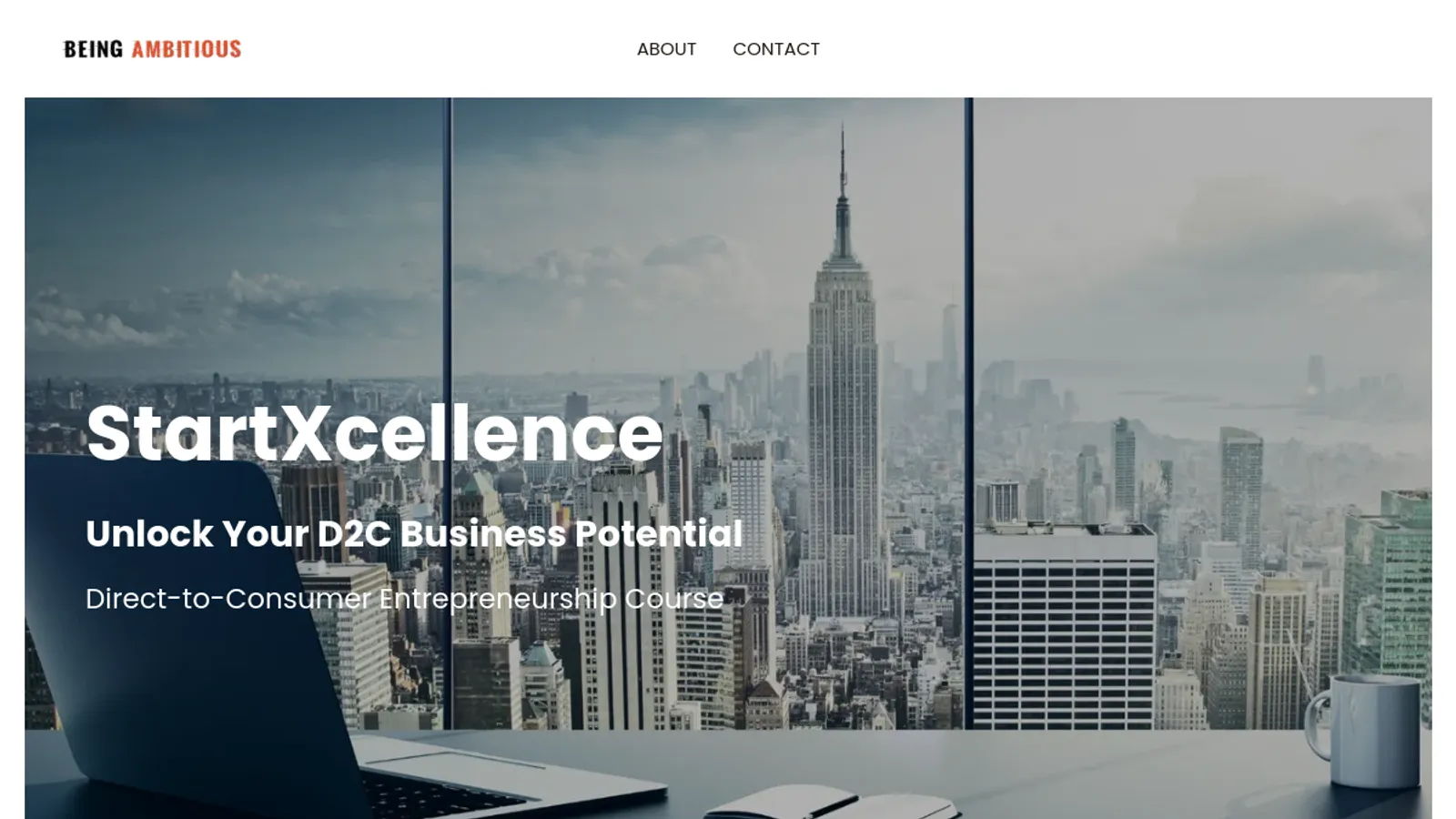 Screenshot of the Being Ambitious homepage