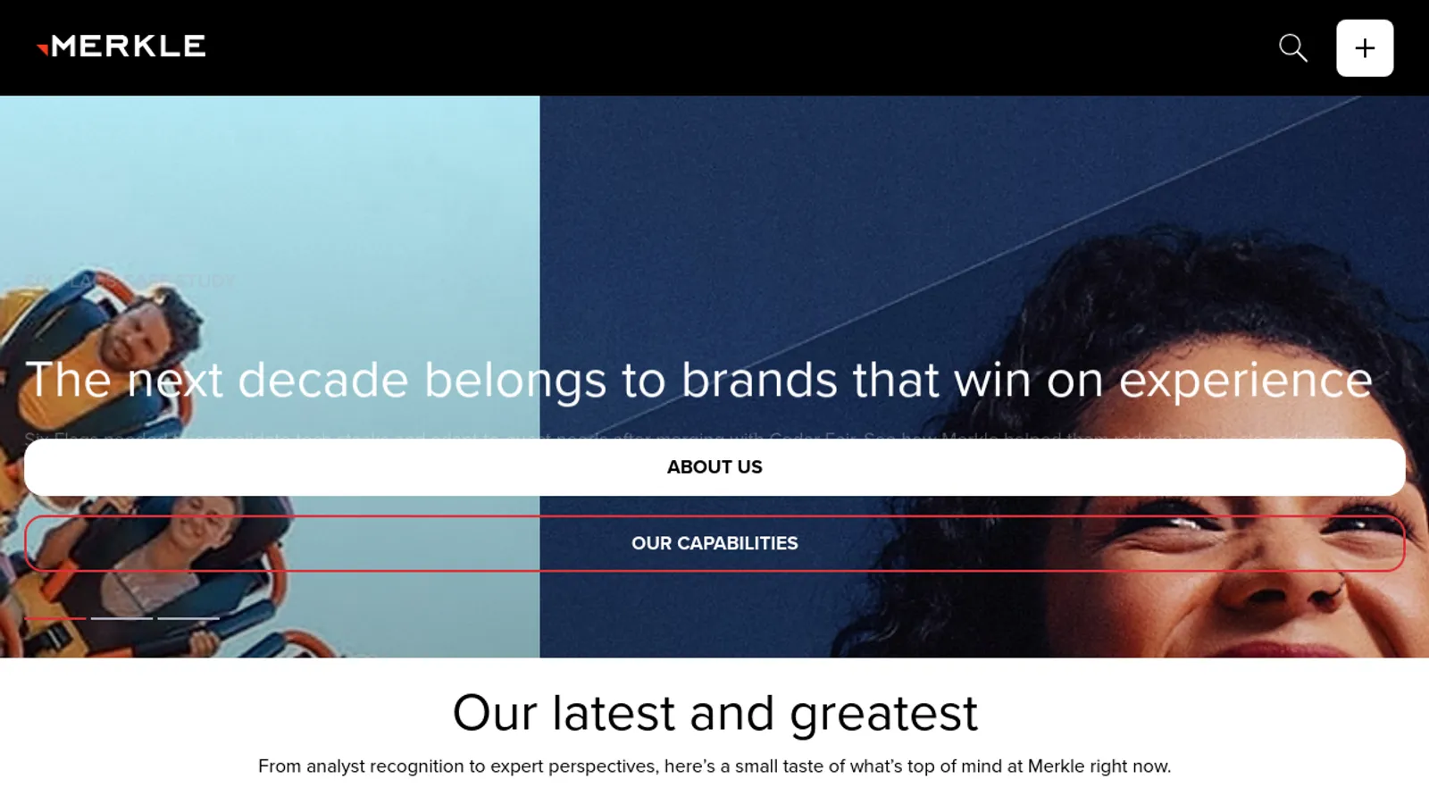 Screenshot of the Merkle homepage