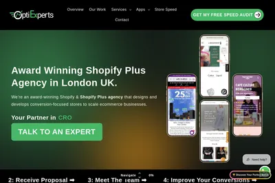 Screenshot of the OptiExperts homepage