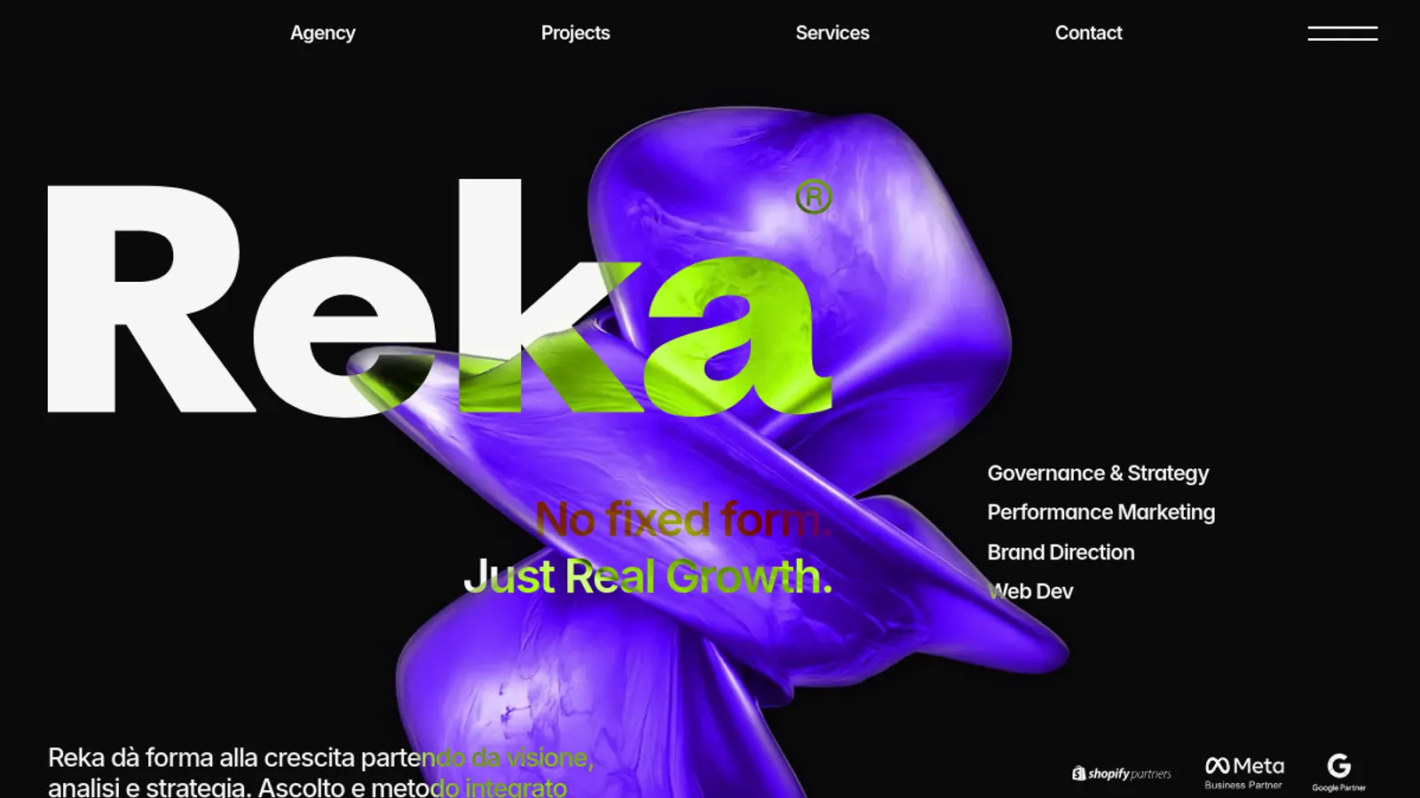 Screenshot of the Reka Consulting homepage
