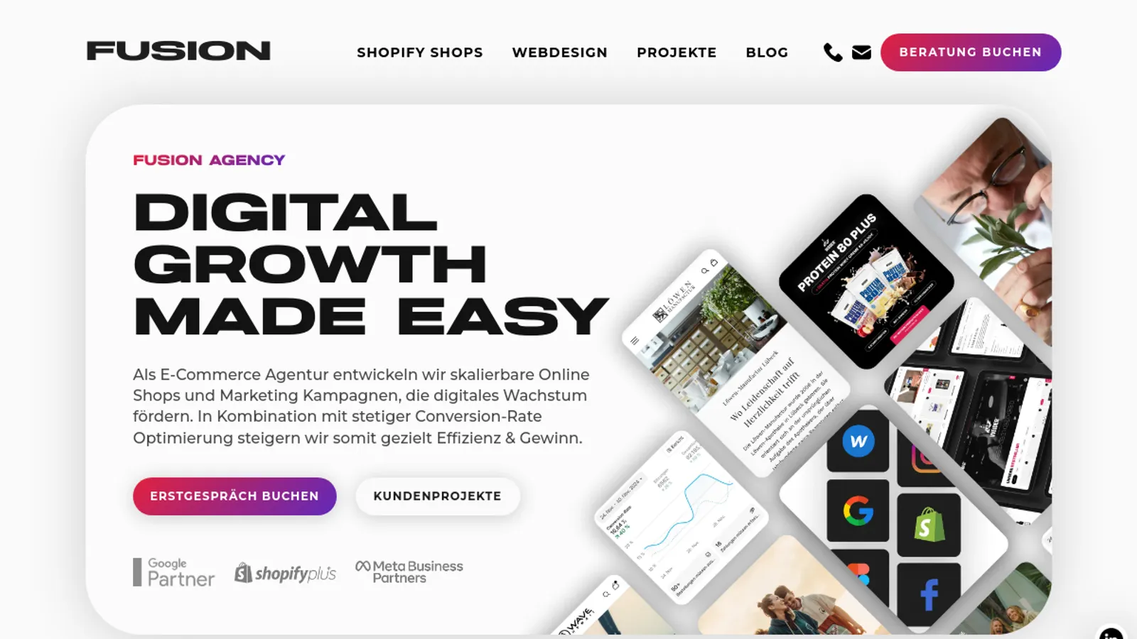 Screenshot of the FUSION AGENCY homepage