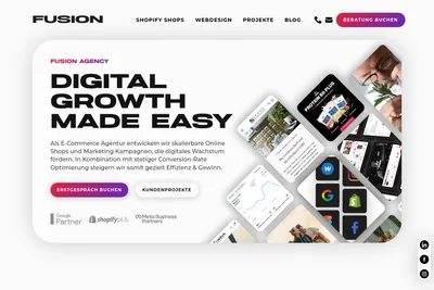 Screenshot of the FUSION AGENCY homepage