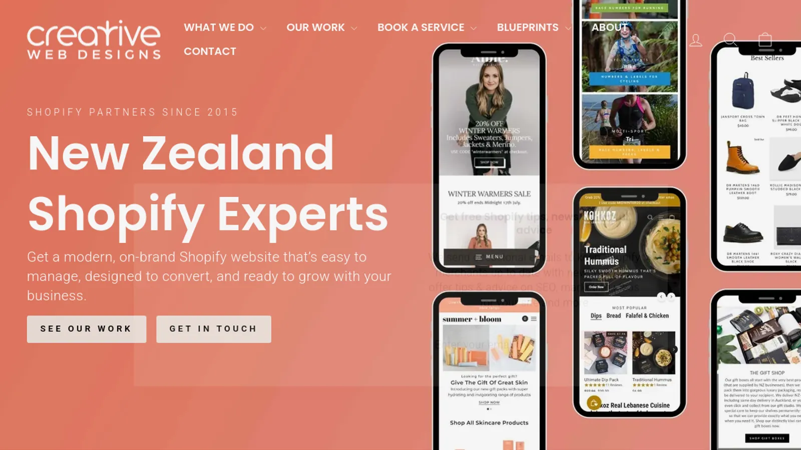 Screenshot of the Creative Web Designs homepage