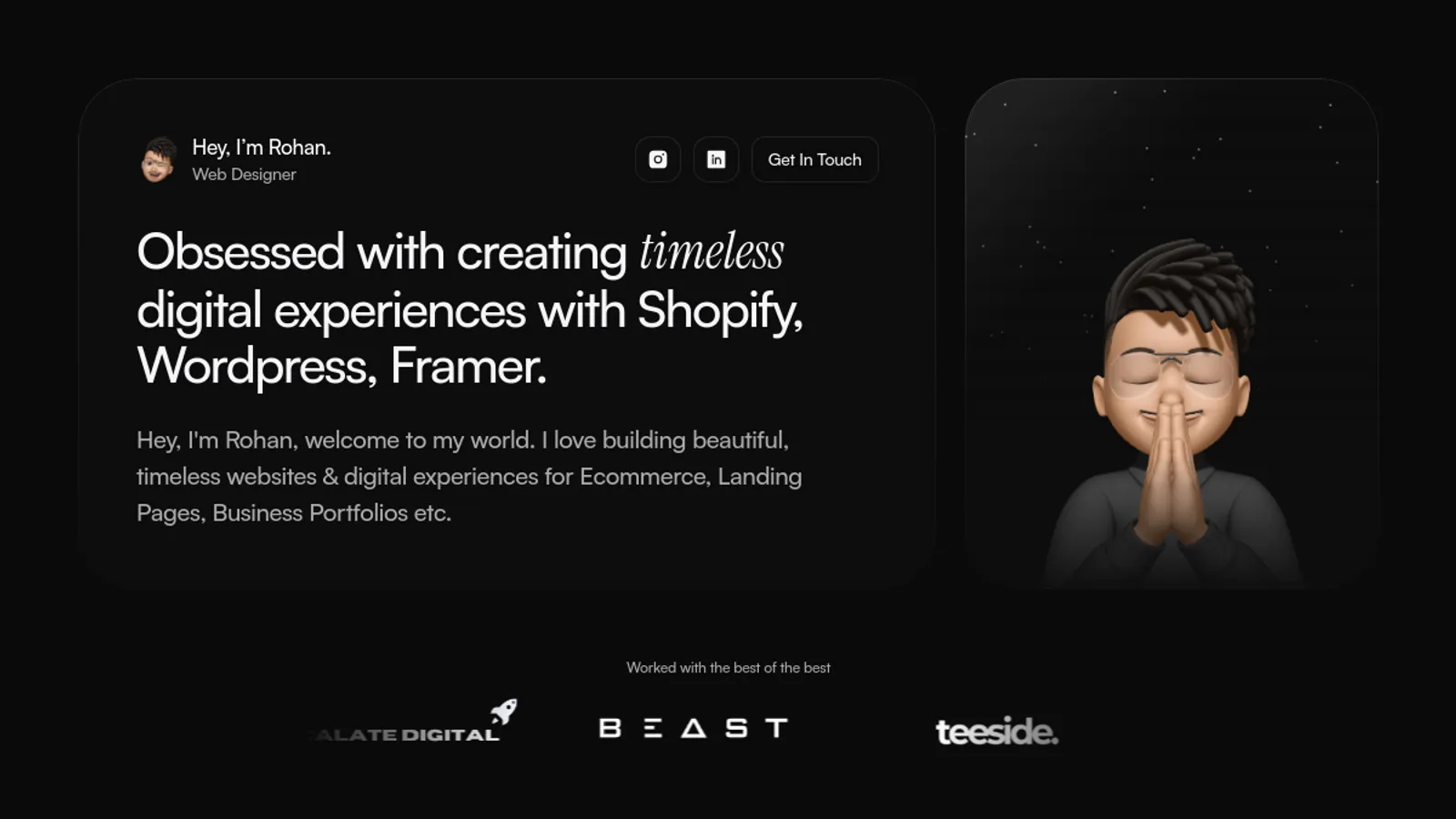 Screenshot of the Blu Stdio homepage