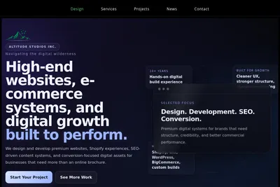 Screenshot of the Altitude Studios Inc. homepage