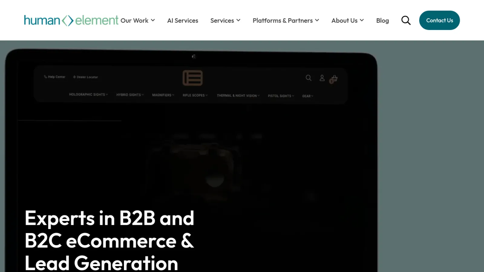 Screenshot of the Human Element homepage