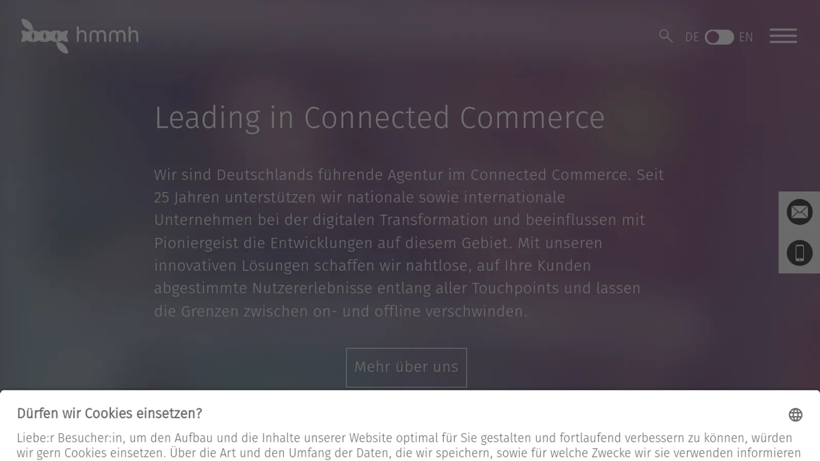 Screenshot of the hmmh multimediahaus AG homepage