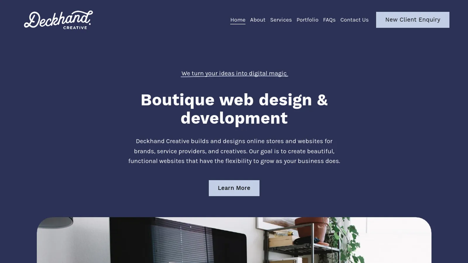 Screenshot of the Deckhand Creative homepage