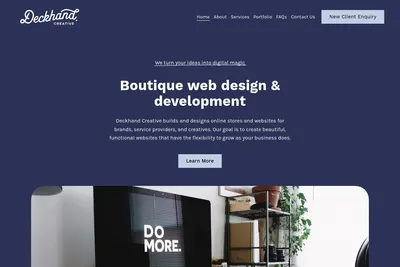 Screenshot of the Deckhand Creative homepage