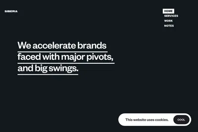 Screenshot of the Siberia homepage