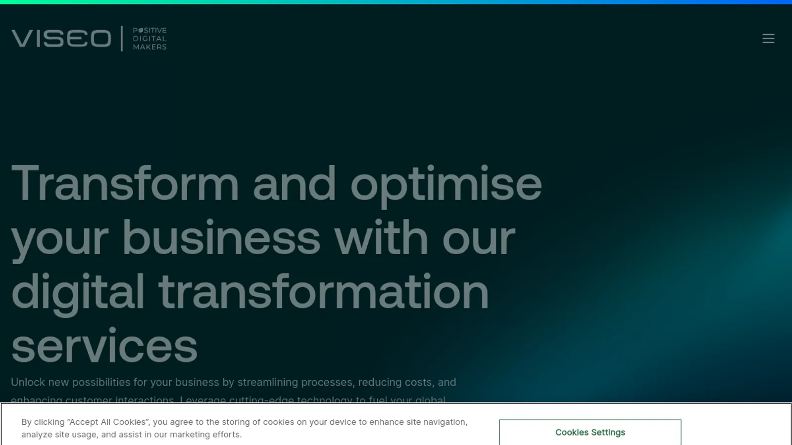 Screenshot of the VISEO homepage