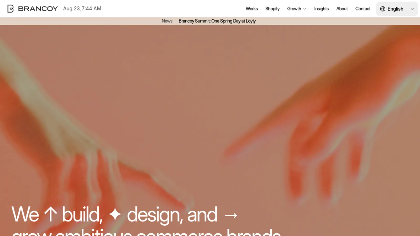 Screenshot of the Brancoy homepage