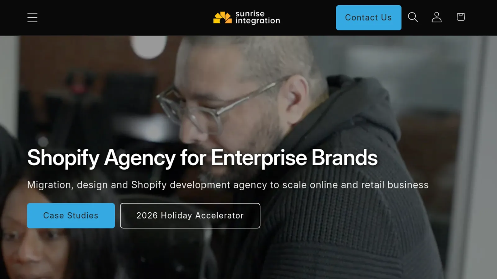Screenshot of the Sunrise Integration homepage
