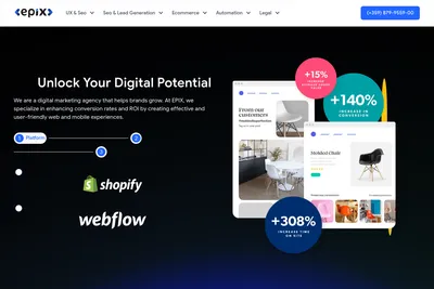 Screenshot of the Epix UX homepage