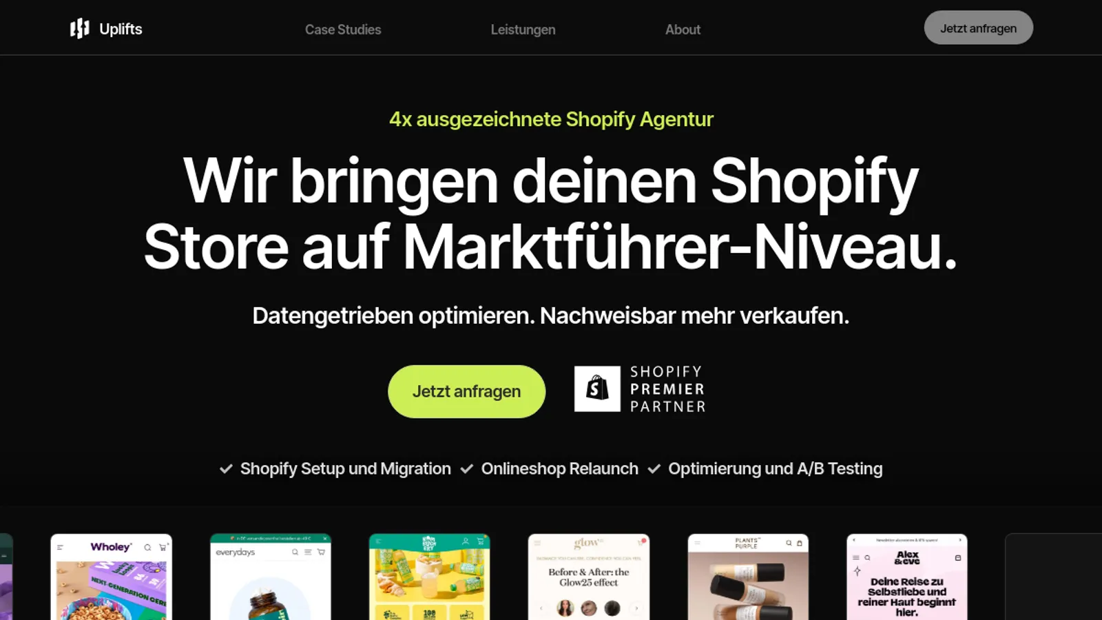 Screenshot of the Uplifts GmbH homepage