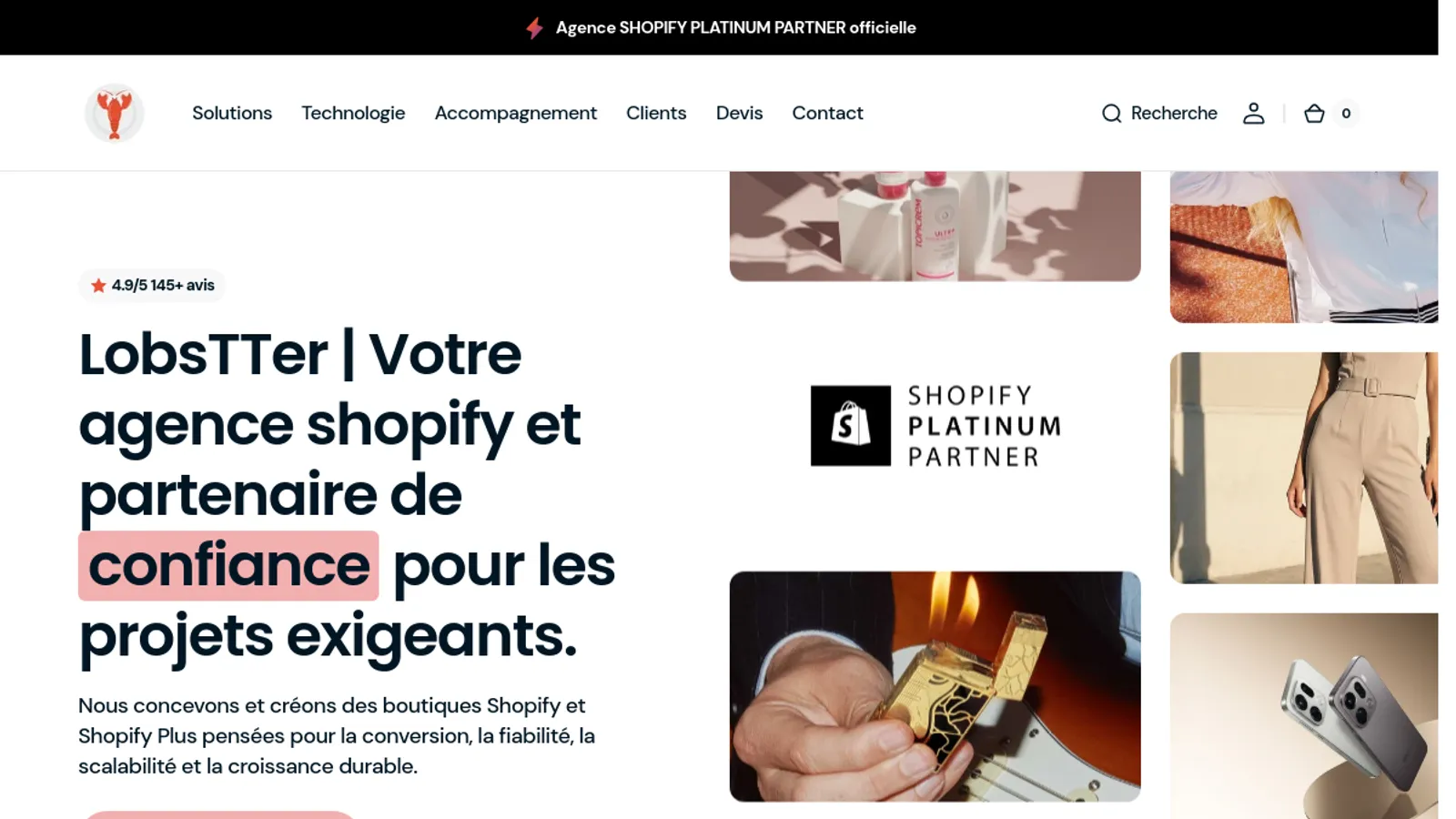 Screenshot of the agence LobsTTer homepage