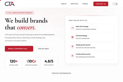 Screenshot of the CTA homepage