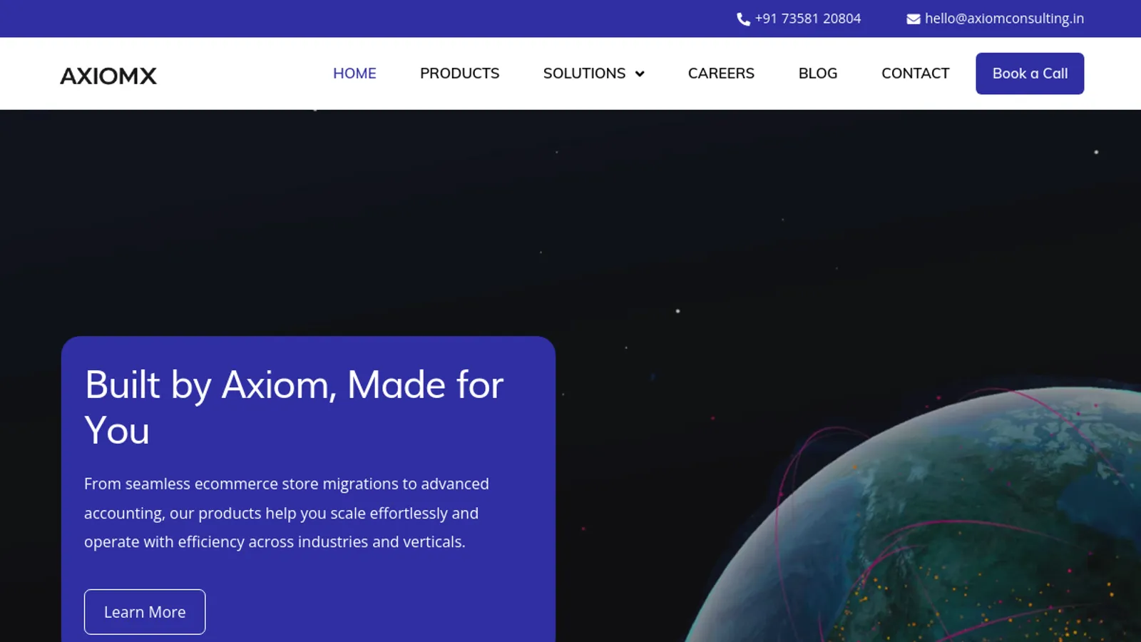 Screenshot of the AxiomX homepage