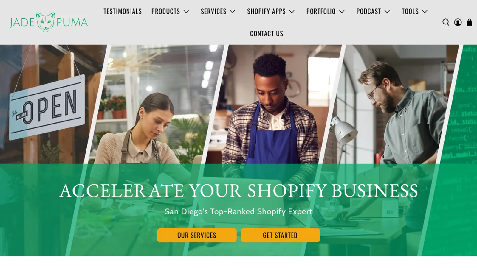 Screenshot of the JadePuma homepage