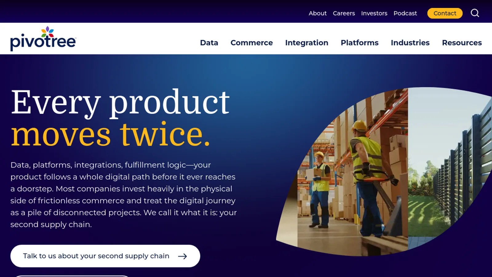 Screenshot of the Pivotree homepage