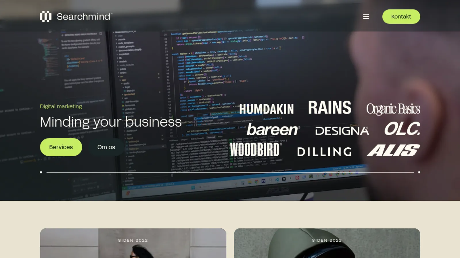 Screenshot of the Searchmind ApS homepage