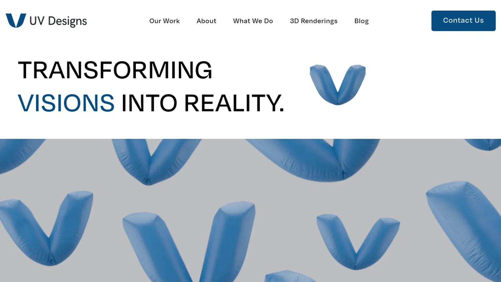Screenshot of the UV Designs Inc. homepage