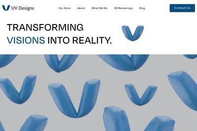 Screenshot of the UV Designs Inc. homepage