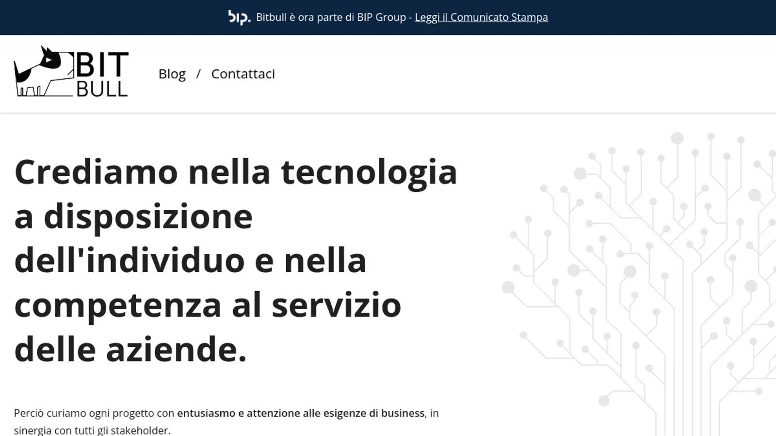 Screenshot of the Bitbull homepage