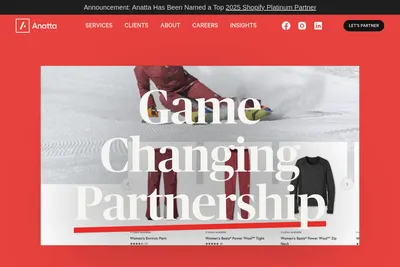 Screenshot of the Anatta homepage