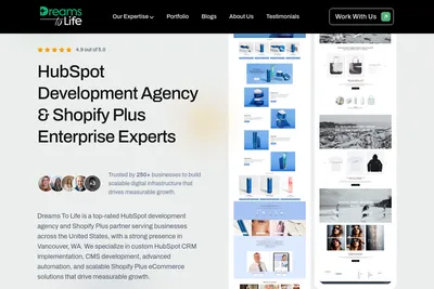 Screenshot of the Dreams To Life homepage