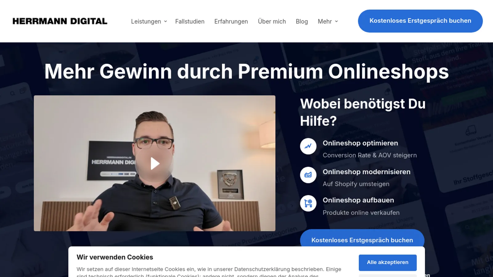 Screenshot of the Linus Herrmann - Onlineshop Experte homepage