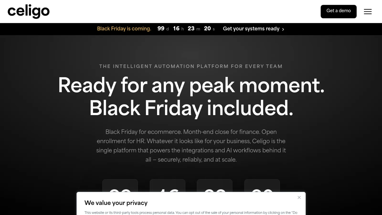Screenshot of the Celigo, Inc. homepage