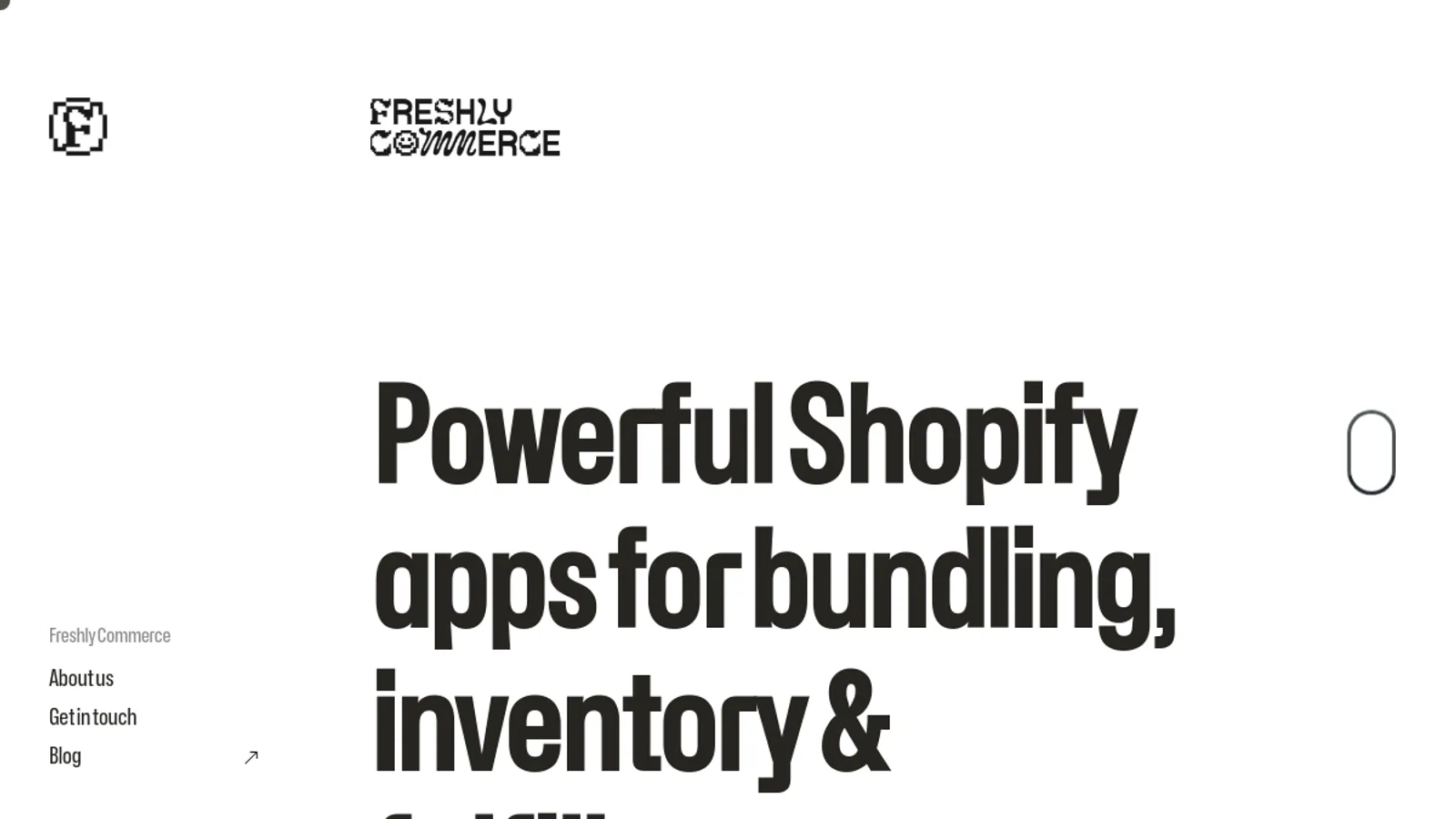Screenshot of the Freshly Commerce homepage