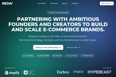 Screenshot of the RDW homepage