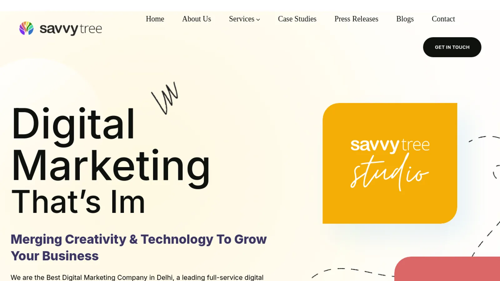 Screenshot of the Savvytree homepage